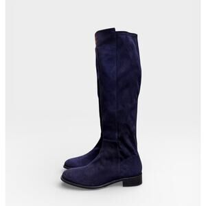 Stuart Weitzman Greer City Boot Suede Knee High Boot in Nice Blue Stretch 9.5
